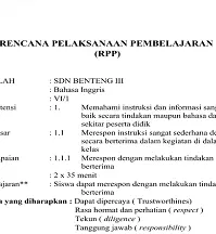 CONTOH RPP BAHASA INGGRIS SD