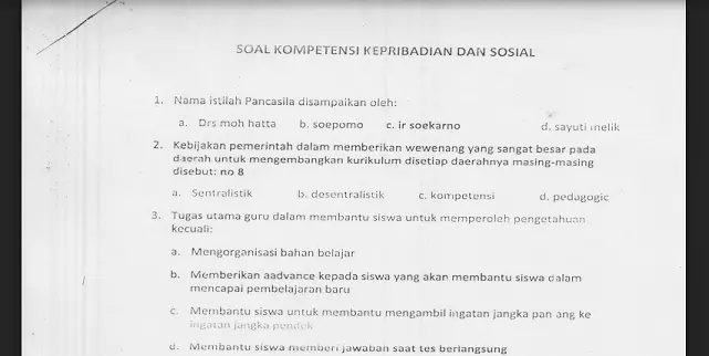 Contoh soal UKG dan kunci jawaban